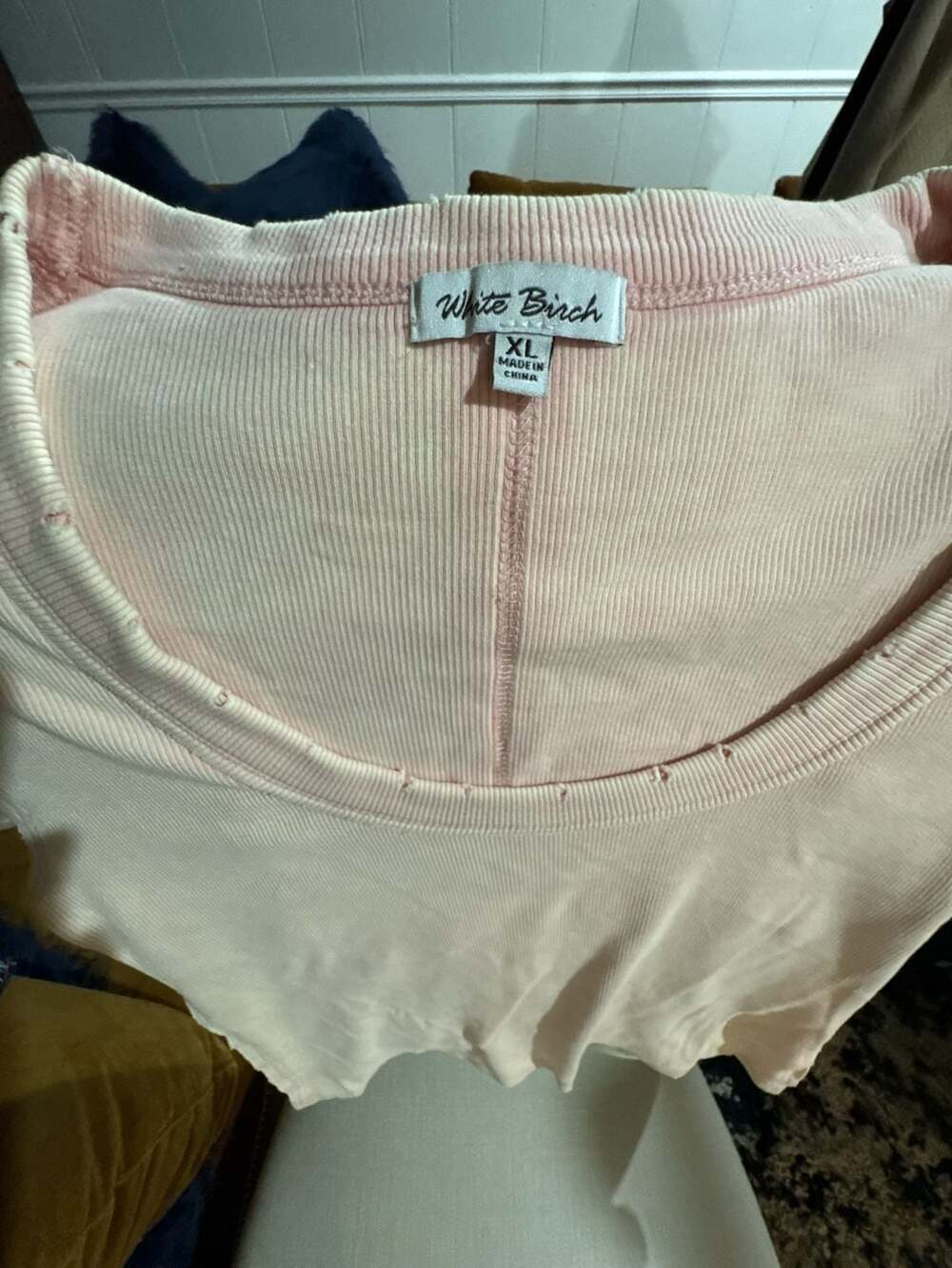 White Birch Women's Ribbed Short Sleeve Raw Hem Crop Top, Pink, Size XL